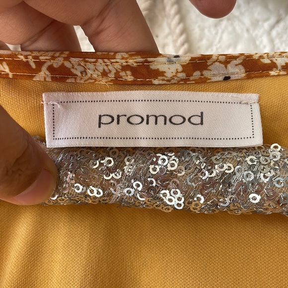 Promod size M mustard yellow with flowers mini dress. - Picture 6 of 6